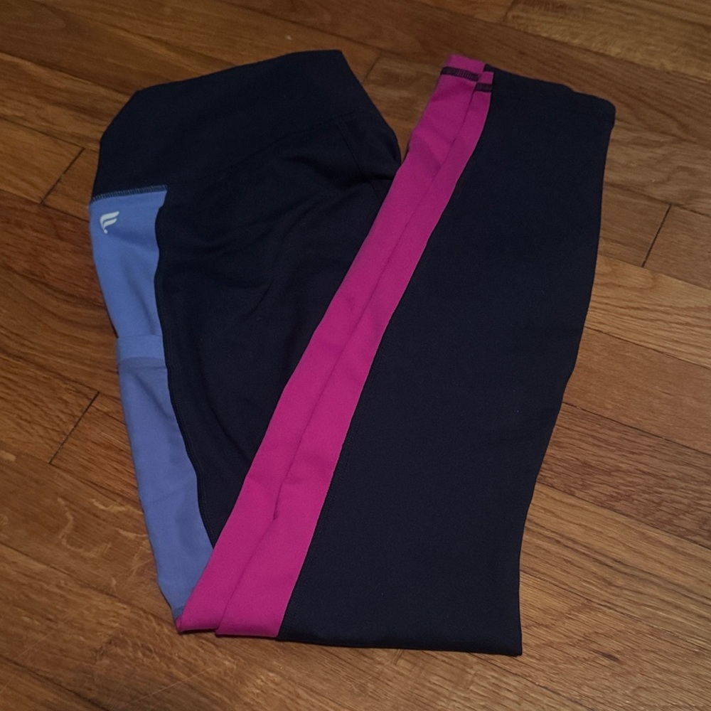Fabletics Full Length Blue and Pink Leggings Size Medium